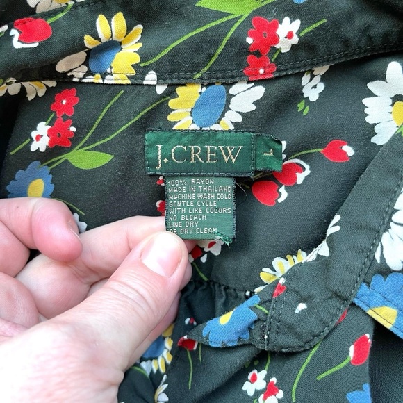 J.Crew Floral Button-Up Shirt Black Multicolor Long Sleeve Unisex - Picture 4 of 4